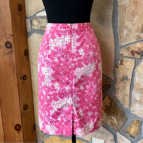 LOFT NWOT Pencil Skirt Floral Pockets Pink White (14) - Picture 5 of 16